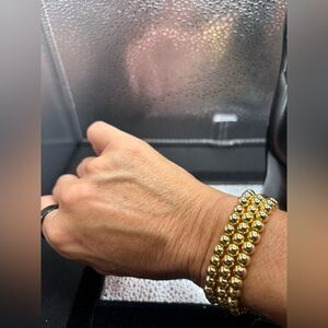 Gold Beaded Bracelet 3 Solid Stretchy Bracelets